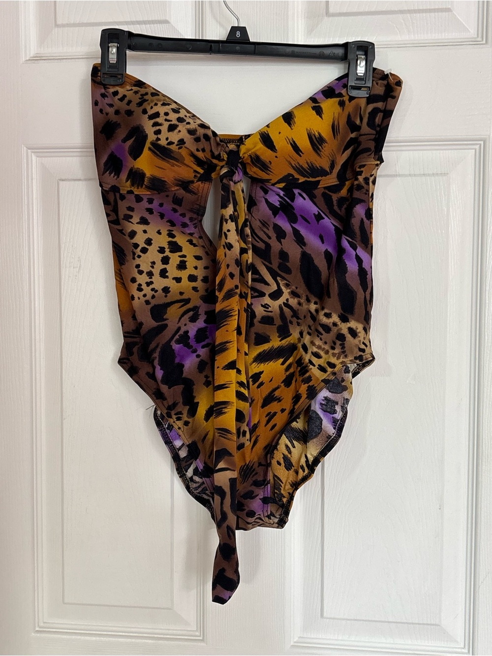Be Creative Animal Print One Piece Swimsuit Large NWOT Purple Leopard